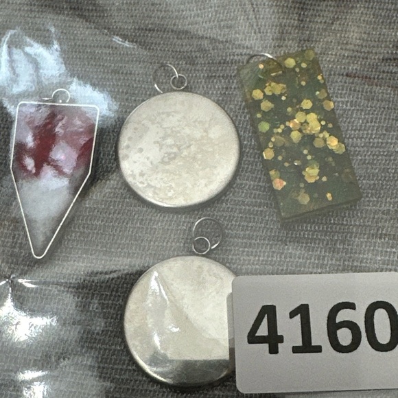 Colorful Pendant necklace set of 4 new handmade resin mixed media - Picture 4 of 7